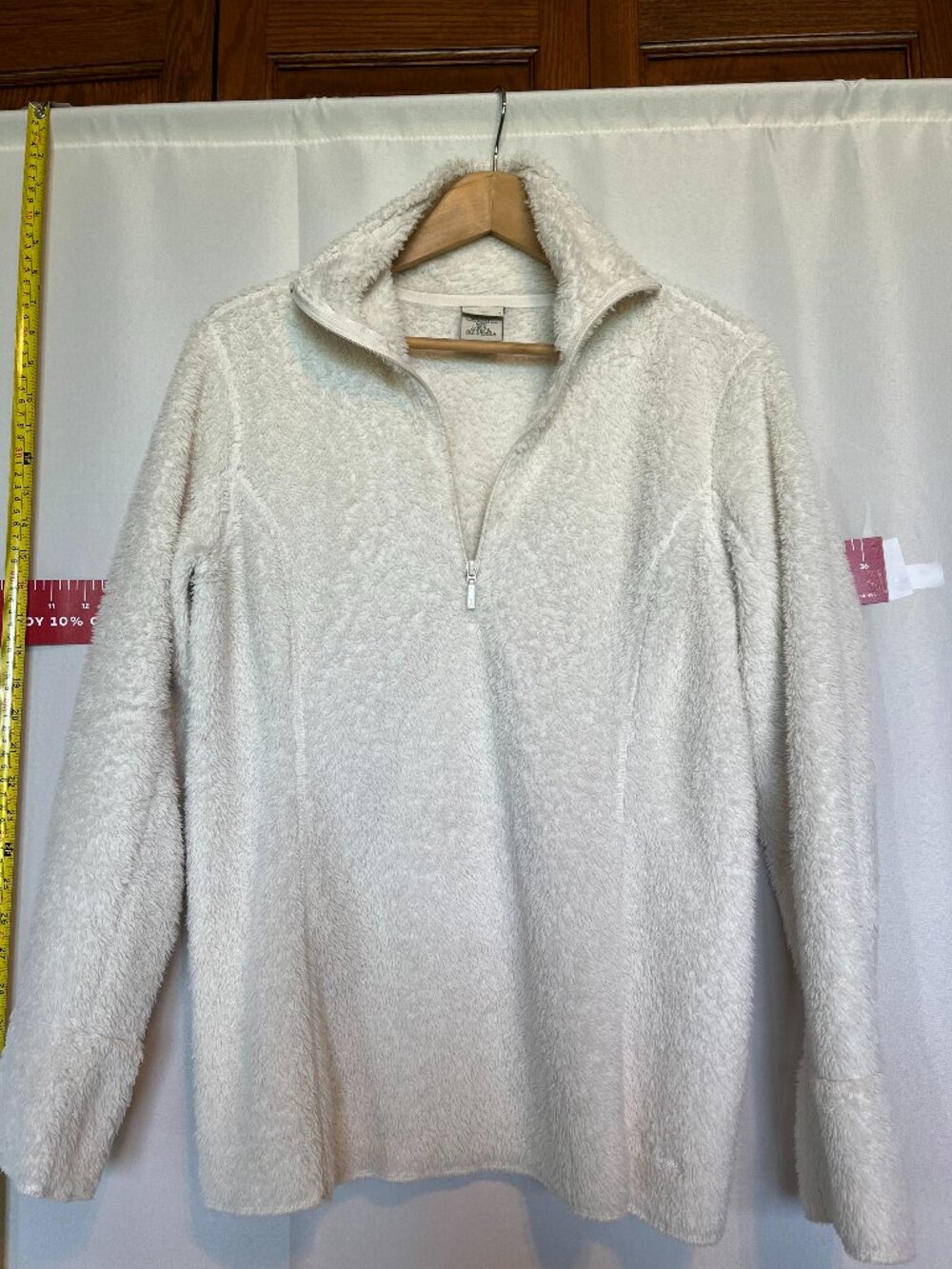 LL Bean Ivory Quarter Zip Pullover size M